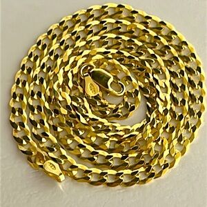 925 Cuban solid Sterling silver necklace with 14 gold overlay made in Italy